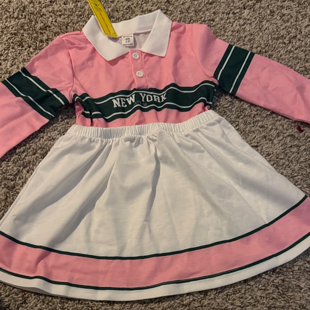 SHEIN Pink and White Kids Casual Dress